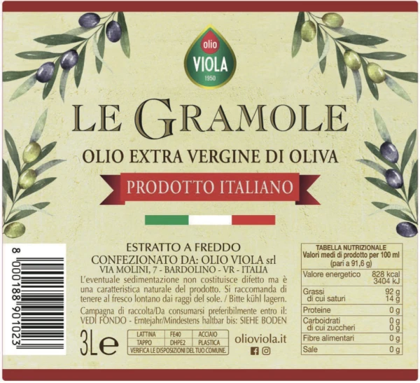 LE GRAMOLE EXTRA VIRGIN OLIVE OIL - 3 L CAN